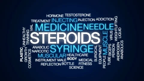 Steroids animated word cloud, text design animation. Stock Footage 79270587