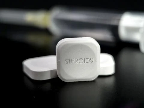 Steroids tablet pills Stock Photos