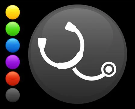 Stethescope icon on round internet button Stock Illustration
