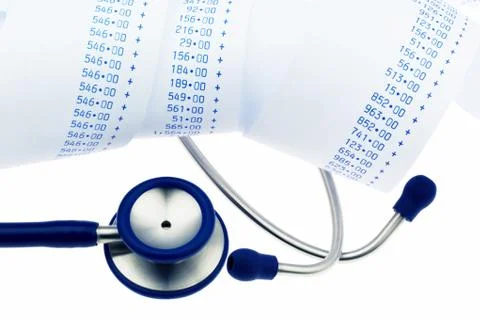 Stethoscope and computer strips Stock Photos