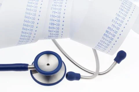 Stethoscope and computer strips Stock Photos