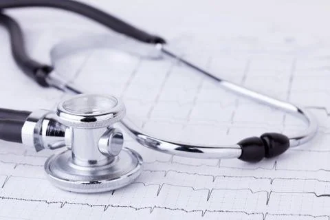 Stethoscope and ecg Stock Photos
