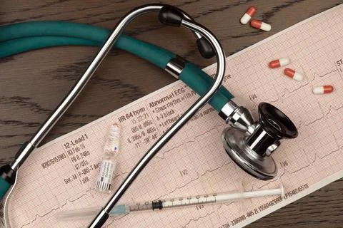 Stethoscope and ECG Trace Stock Photos