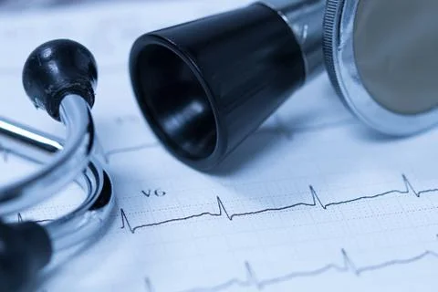 Stethoscope And Electrocardiogram Stock Photos
