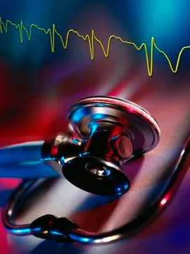 Stethoscope and Electrocardiograph Stock Photos