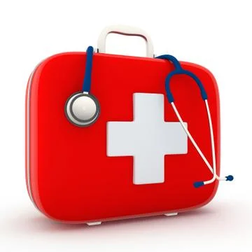 Stethoscope and first aid kit Stock Illustration