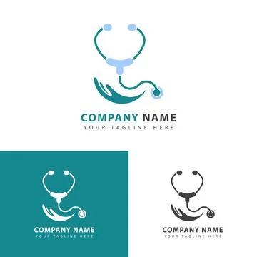Stethoscope and hand logo Stock Illustration