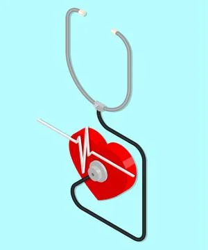Stethoscope and heart. Stock Illustration