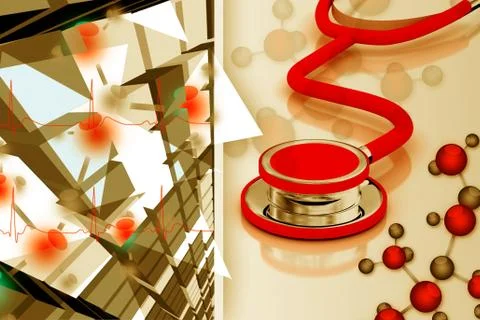 Stethoscope and molecules Stock Illustration