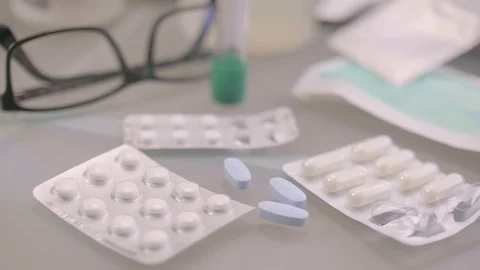 Stethoscope and pellets Stock Footage 86126959