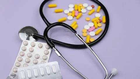 Stethoscope and Pills Container Stock-Footage 260162917