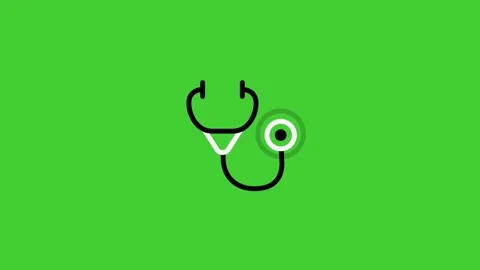 Stethoscope animated icon on bright green screen background Stock Footage 314767441