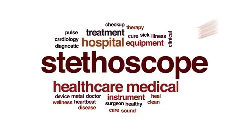 Stethoscope animated word cloud, text design animation. Stock Footage 76346632