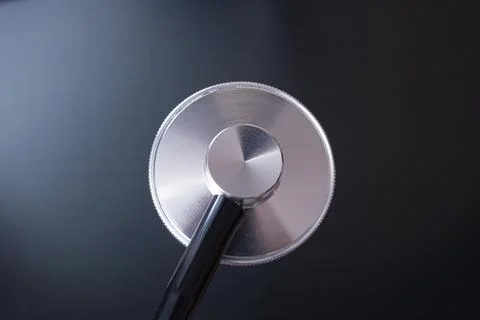 Stethoscope on a black background close up Stock Photos