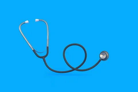 Stethoscope on blue background with copy space. 3d render Stock Illustration