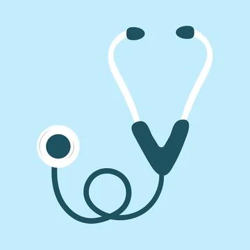 Stethoscope on a blue background, in a flat style. Vector illustration Stock Illustration