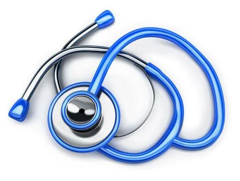 Stethoscope blue on white background. 3d illustration Stock Illustration