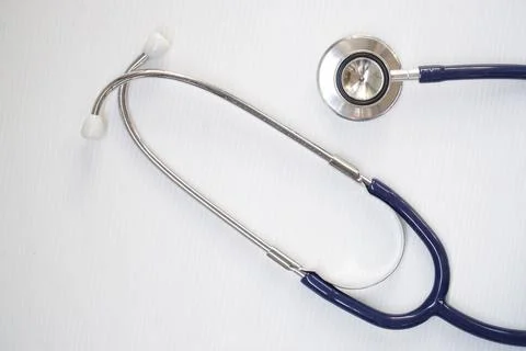 Stethoscope blue on white background. Stock Photos