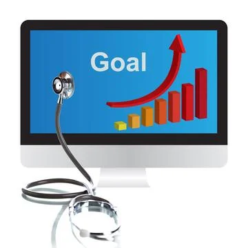 Stethoscope, Business graph and computers, The concept Goal Stock Photos