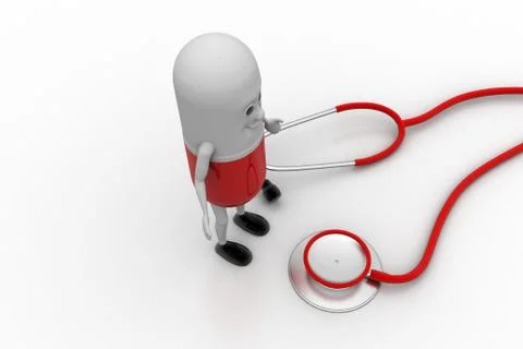 Stethoscope with capsule pill Free Stock Illustration