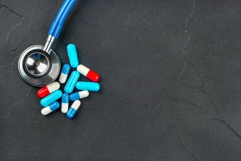 Stethoscope with capsules Stock Photos