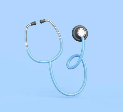 Stethoscope cartoon 3d render icon. Medical diagnostic device for auscultation Illustrazione stock