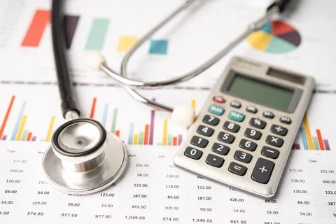 Stethoscope on chart graph paper, finance, account, statistic, analytic eco.. Stock Photos