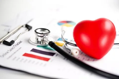 Stethoscope, Charts and Graphs spreadsheet paper, Finance, Account, Statistic Stock Photos
