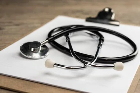 Stethoscope on clip pad Stock Photos