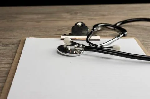 Stethoscope on clip pad Stock Photos