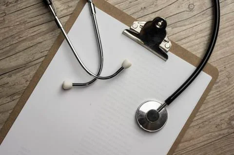 Stethoscope on clip pad Stock Photos