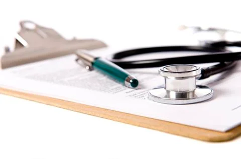 Stethoscope on clipboard Stock Photos