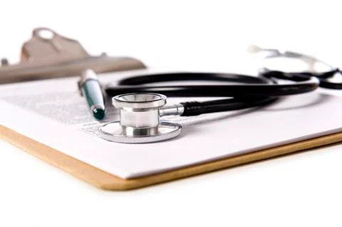 Stethoscope on clipboard Stock Photos