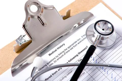 Stethoscope on clipboard Stock Photos