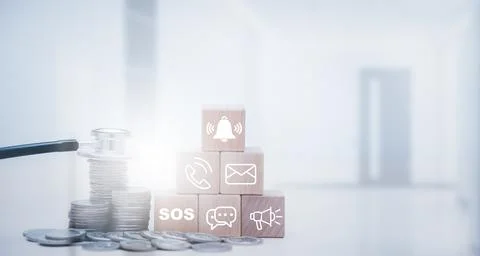 Stethoscope on coin stack on white background, stethoscope checking stack of  Stock Photos