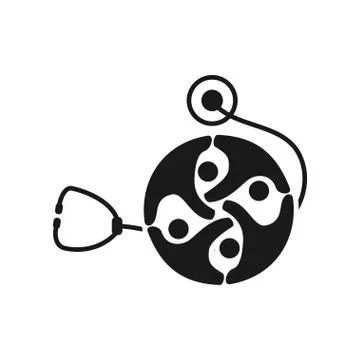 Stethoscope Commitment Teamwork Together Black Logo Stockillustratie