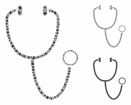 Stethoscope Composition Icon of Raggy Elements Stock Illustration