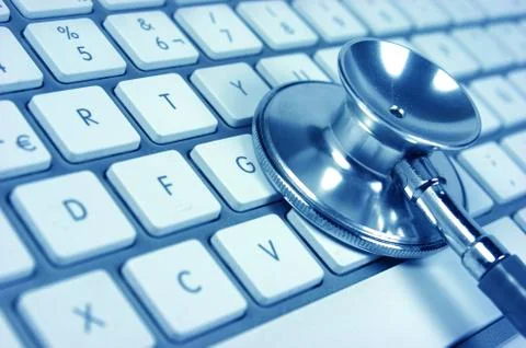 Stethoscope, computer keyboard  Stock Photos