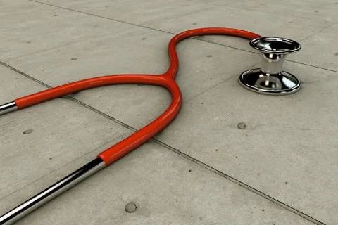 Stethoscope on concrete floor Stock Illustration