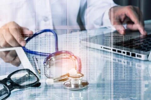 Stethoscope on the desk. Stock Photos