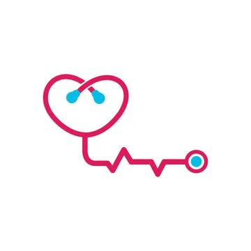 Stethoscope device in heart view. Vector drawing Stock Illustration