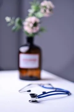 The stethoscope on the doctor's Desk Stock Photos