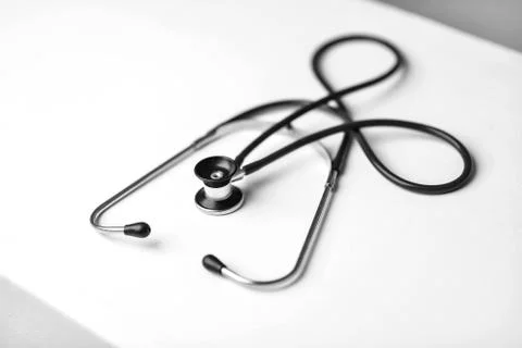 The stethoscope on the doctor's Desk Stock Photos