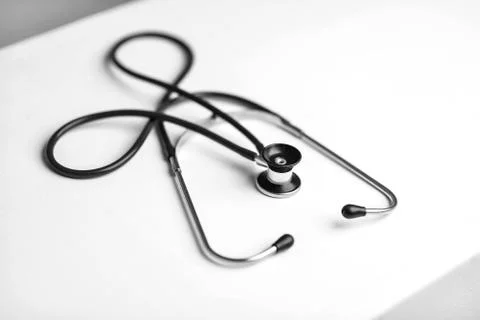 The stethoscope on the doctor's Desk Stock Photos