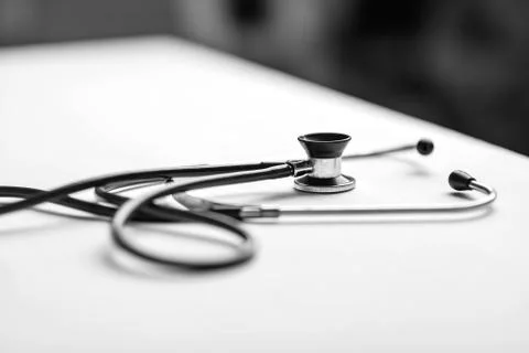The stethoscope on the doctor's Desk Stock Photos