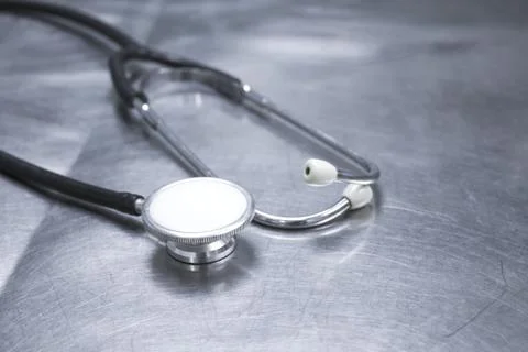 Stethoscope in the doctors office Stock Photos