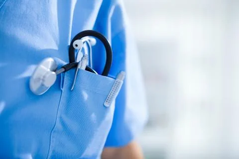 Stethoscope in doctors pocket Stock Photos