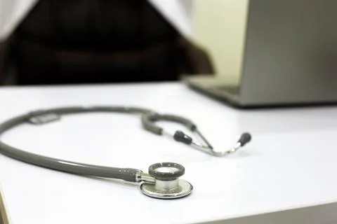 Stethoscope on the doctor's table, Stethoscope closeup Stock Photos