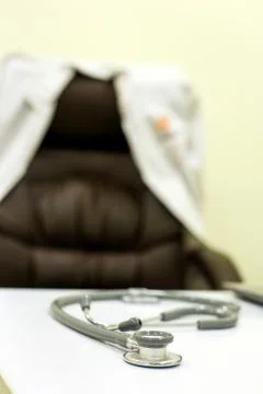 Stethoscope on the doctor's table, Stethoscope closeup Stock Photos