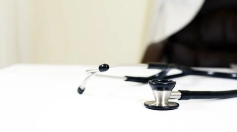 Stethoscope on the doctor's table, Stethoscope closeup Stock Photos